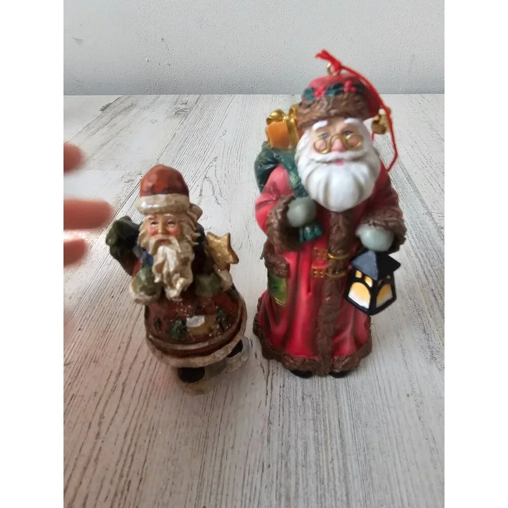 Vintage Father Christmas ornament figurine statue Xmas lantern‎ star tree